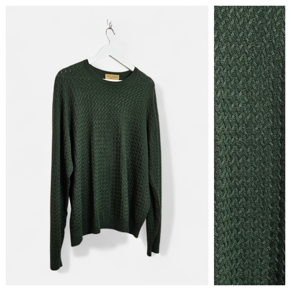 Tricots St Raphael Green Silk Cashmere Crewneck Sweater Mens XL